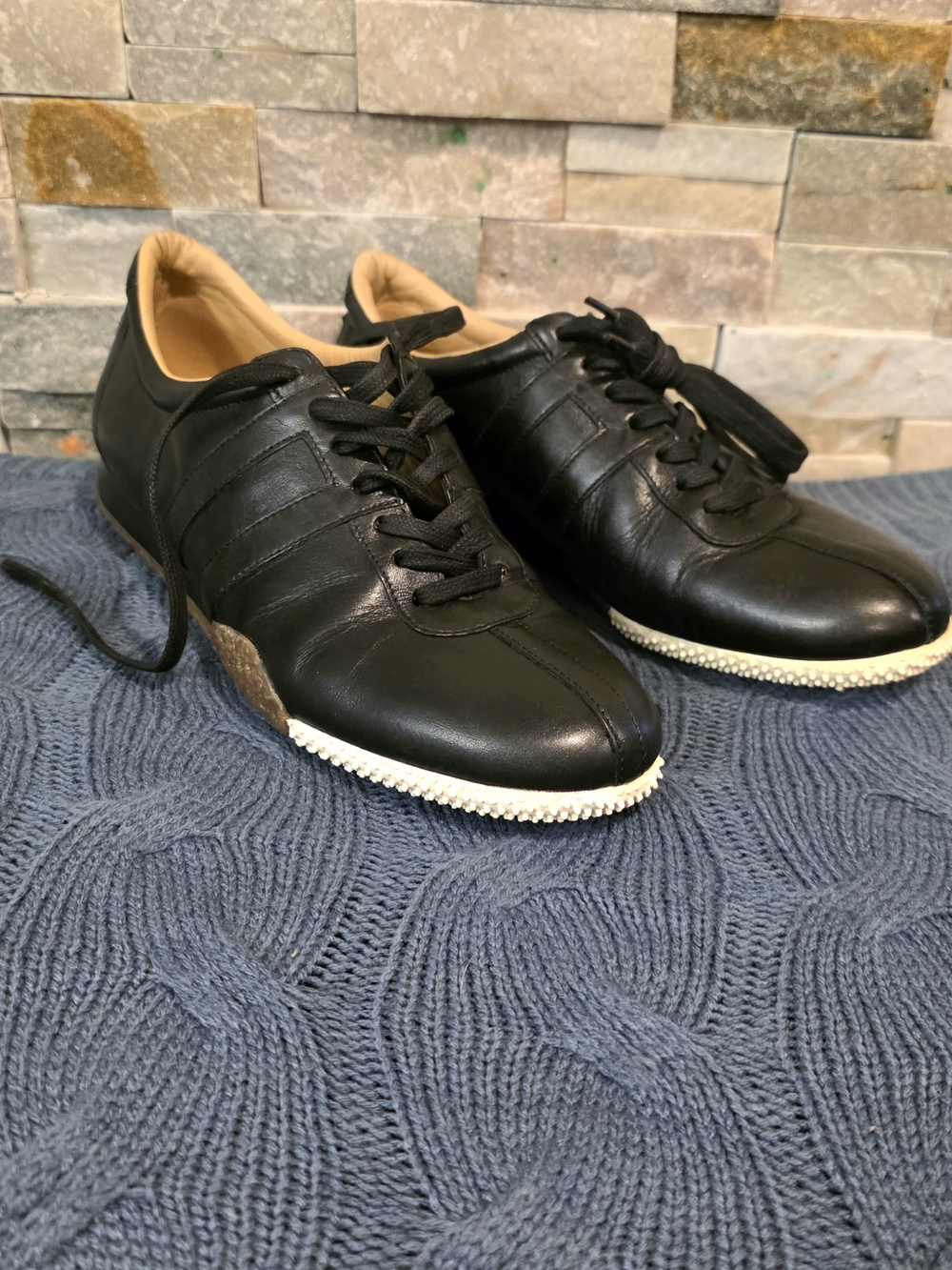 Bally  Black Leather Lace-Up Sneakers